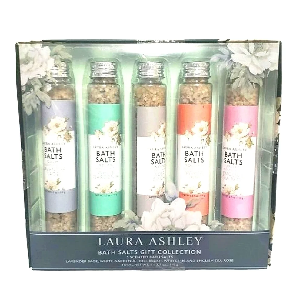 Laura Ashley Bath Salts Gift Collection Five Bottles of Salts Variety